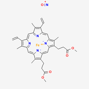 molecular formula C36H36FeN5O5+ B1213801 Nitrosyl(protoporphyrin IX dimethyl ester)iron II CAS No. 74936-44-0