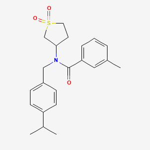 molecular formula C22H27NO3S B12138041 N-(1,1-dioxidotetrahydrothiophen-3-yl)-3-methyl-N-[4-(propan-2-yl)benzyl]benzamide 