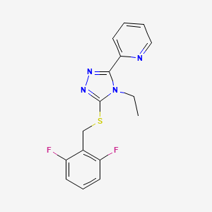 molecular formula C16H14F2N4S B12138045 3-[(2,6-Difluorophenyl)methylthio]-4-ethyl-5-(2-pyridyl)-1,2,4-triazole 