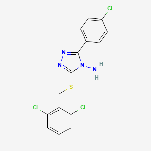molecular formula C15H11Cl3N4S B12138079 3-[(2,6-Dichlorophenyl)methylthio]-5-(4-chlorophenyl)-1,2,4-triazole-4-ylamine 