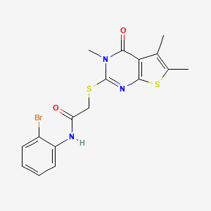 molecular formula C17H16BrN3O2S2 B12138099 N-(2-bromophenyl)-2-[(3,5,6-trimethyl-4-oxo-3,4-dihydrothieno[2,3-d]pyrimidin-2-yl)sulfanyl]acetamide 