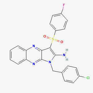 molecular formula C23H16ClFN4O2S B12138186 1-(4-chlorobenzyl)-3-[(4-fluorophenyl)sulfonyl]-1H-pyrrolo[2,3-b]quinoxalin-2-amine 