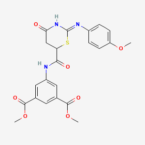 molecular formula C22H21N3O7S B12138203 dimethyl 5-[({2-[(4-methoxyphenyl)amino]-4-oxo-5,6-dihydro-4H-1,3-thiazin-6-yl}carbonyl)amino]benzene-1,3-dicarboxylate 