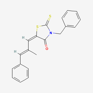 molecular formula C20H17NOS2 B12138241 (E)-3-benzyl-5-((E)-2-methyl-3-phenylallylidene)-2-thioxothiazolidin-4-one 