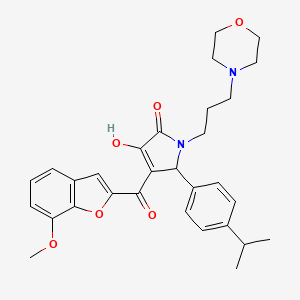 molecular formula C30H34N2O6 B12138259 3-Hydroxy-4-[(7-methoxybenzo[d]furan-2-yl)carbonyl]-5-[4-(methylethyl)phenyl]-1-(3-morpholin-4-ylpropyl)-3-pyrrolin-2-one 