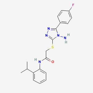molecular formula C19H20FN5OS B12138276 2-{[4-amino-5-(4-fluorophenyl)-4H-1,2,4-triazol-3-yl]sulfanyl}-N-[2-(propan-2-yl)phenyl]acetamide 