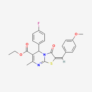 molecular formula C24H21FN2O4S B12138283 ethyl (2E)-5-(4-fluorophenyl)-2-[(4-methoxyphenyl)methylidene]-7-methyl-3-oxo-5H-[1,3]thiazolo[3,2-a]pyrimidine-6-carboxylate 