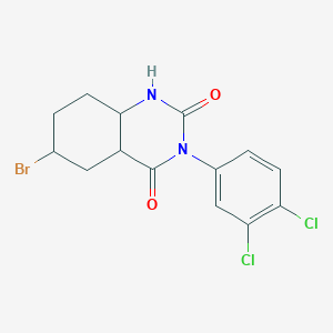 molecular formula C14H13BrCl2N2O2 B12138299 6-bromo-3-(3,4-dichlorophenyl)-4a,5,6,7,8,8a-hexahydro-1H-quinazoline-2,4-dione 