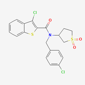 molecular formula C20H17Cl2NO3S2 B12138307 3-chloro-N-(4-chlorobenzyl)-N-(1,1-dioxidotetrahydrothiophen-3-yl)-1-benzothiophene-2-carboxamide 