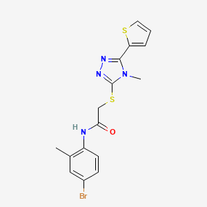 molecular formula C16H15BrN4OS2 B12138310 N-(4-bromo-2-methylphenyl)-2-{[4-methyl-5-(thiophen-2-yl)-4H-1,2,4-triazol-3-yl]sulfanyl}acetamide 