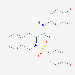 molecular formula C22H17ClF2N2O3S B12138317 N-(3-chloro-4-fluorophenyl)-2-(4-fluorobenzenesulfonyl)-1,2,3,4-tetrahydroisoquinoline-3-carboxamide 