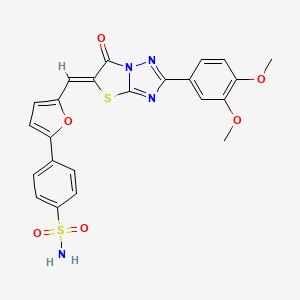 molecular formula C23H18N4O6S2 B12138328 4-(5-{(Z)-[2-(3,4-dimethoxyphenyl)-6-oxo[1,3]thiazolo[3,2-b][1,2,4]triazol-5(6H)-ylidene]methyl}furan-2-yl)benzenesulfonamide 