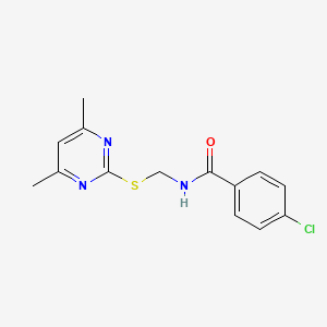 4-chloro-N-[[(4,6-dimethyl-2-pyrimidinyl)thio]methyl]benzamide