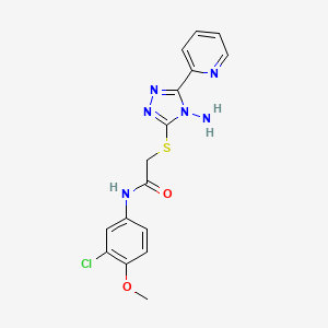 molecular formula C16H15ClN6O2S B12138394 2-(4-amino-5-(2-pyridyl)(1,2,4-triazol-3-ylthio))-N-(3-chloro-4-methoxyphenyl) acetamide 