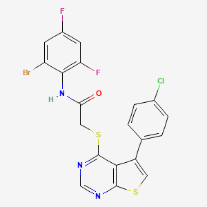 molecular formula C20H11BrClF2N3OS2 B12138409 N-(2-bromo-4,6-difluorophenyl)-2-{[5-(4-chlorophenyl)thieno[2,3-d]pyrimidin-4-yl]sulfanyl}acetamide 