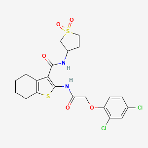 molecular formula C21H22Cl2N2O5S2 B12138472 2-{[(2,4-dichlorophenoxy)acetyl]amino}-N-(1,1-dioxidotetrahydrothiophen-3-yl)-4,5,6,7-tetrahydro-1-benzothiophene-3-carboxamide 