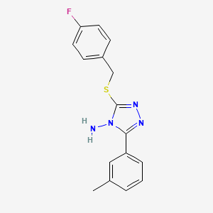 molecular formula C16H15FN4S B12138500 3-[(4-Fluorophenyl)methylthio]-5-(3-methylphenyl)-1,2,4-triazole-4-ylamine 