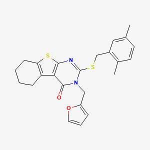 molecular formula C24H24N2O2S2 B12138503 2-[(2,5-dimethylbenzyl)sulfanyl]-3-(furan-2-ylmethyl)-5,6,7,8-tetrahydro[1]benzothieno[2,3-d]pyrimidin-4(3H)-one 
