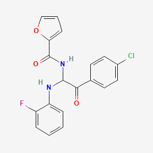 molecular formula C19H14ClFN2O3 B12138512 N-[2-(4-chlorophenyl)-1-[(2-fluorophenyl)amino]-2-oxoethyl]furan-2-carboxamide 