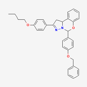 molecular formula C33H32N2O3 B12138532 5-[4-(Benzyloxy)phenyl]-2-(4-butoxyphenyl)-1,10b-dihydropyrazolo[1,5-c][1,3]benzoxazine 