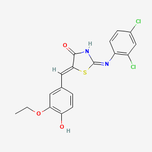 molecular formula C18H14Cl2N2O3S B12138541 (2E,5Z)-2-[(2,4-dichlorophenyl)imino]-5-(3-ethoxy-4-hydroxybenzylidene)-1,3-thiazolidin-4-one 
