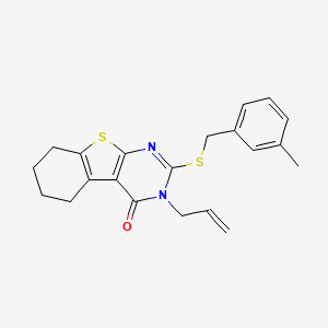 molecular formula C21H22N2OS2 B12138563 2-[(3-methylbenzyl)sulfanyl]-3-(prop-2-en-1-yl)-5,6,7,8-tetrahydro[1]benzothieno[2,3-d]pyrimidin-4(3H)-one 