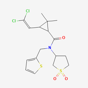 molecular formula C17H21Cl2NO3S2 B12138564 3-(2,2-dichloroethenyl)-N-(1,1-dioxidotetrahydrothiophen-3-yl)-2,2-dimethyl-N-(thiophen-2-ylmethyl)cyclopropanecarboxamide 