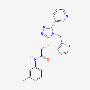 molecular formula C21H19N5O2S B12138582 2-{[4-(furan-2-ylmethyl)-5-(pyridin-3-yl)-4H-1,2,4-triazol-3-yl]sulfanyl}-N-(3-methylphenyl)acetamide 