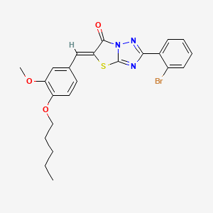 molecular formula C23H22BrN3O3S B12138595 (5Z)-2-(2-bromophenyl)-5-[3-methoxy-4-(pentyloxy)benzylidene][1,3]thiazolo[3,2-b][1,2,4]triazol-6(5H)-one 