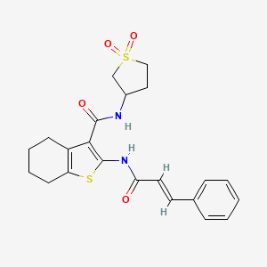 molecular formula C22H24N2O4S2 B12138658 N-(1,1-dioxidotetrahydrothiophen-3-yl)-2-{[(2E)-3-phenylprop-2-enoyl]amino}-4,5,6,7-tetrahydro-1-benzothiophene-3-carboxamide 