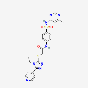 molecular formula C23H24N8O3S2 B12138665 N-{4-[(2,6-dimethylpyrimidin-4-yl)sulfamoyl]phenyl}-2-{[4-ethyl-5-(pyridin-4-yl)-4H-1,2,4-triazol-3-yl]sulfanyl}acetamide 