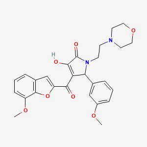 molecular formula C27H28N2O7 B12138668 3-Hydroxy-4-[(7-methoxybenzo[d]furan-2-yl)carbonyl]-5-(3-methoxyphenyl)-1-(2-m orpholin-4-ylethyl)-3-pyrrolin-2-one 