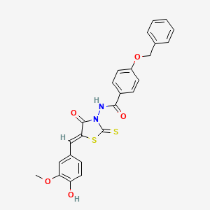 molecular formula C25H20N2O5S2 B12138694 4-(benzyloxy)-N-[(5Z)-5-(4-hydroxy-3-methoxybenzylidene)-4-oxo-2-thioxo-1,3-thiazolidin-3-yl]benzamide 