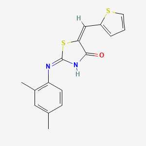 molecular formula C16H14N2OS2 B12138704 (2Z,5E)-2-[(2,4-dimethylphenyl)imino]-5-(thiophen-2-ylmethylidene)-1,3-thiazolidin-4-one 
