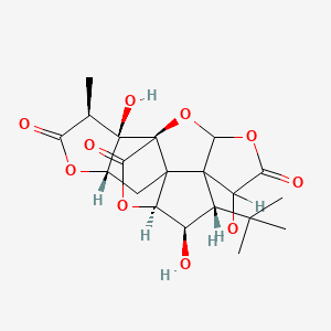 molecular formula C20H24O10 B1213885 (1R,3R,8S,9R,10S,13S,16S,17R)-8-Tert-butyl-6,9,17-trihydroxy-16-methyl-2,4,14,19-tetraoxahexacyclo[8.7.2.01,11.03,7.07,11.013,17]nonadecane-5,15,18-trione 