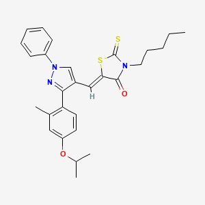 molecular formula C28H31N3O2S2 B12138946 (5Z)-5-({3-[2-methyl-4-(propan-2-yloxy)phenyl]-1-phenyl-1H-pyrazol-4-yl}methylidene)-3-pentyl-2-thioxo-1,3-thiazolidin-4-one 