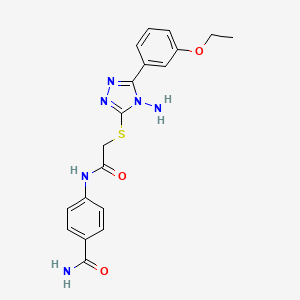 molecular formula C19H20N6O3S B12138969 4-{2-[4-Amino-5-(3-ethoxyphenyl)-1,2,4-triazol-3-ylthio]acetylamino}benzamide 
