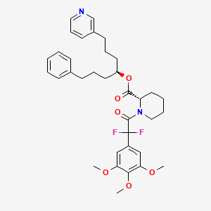molecular formula C35H42F2N2O6 B1213902 1-[2,2-Difluoro-2-(3,4,5-trimethoxy-phenyl)-acetyl]-piperidine-2-carboxylic acid 4-phenyl-1-(3-pyridin-3-YL-propyl)-butyl ester 