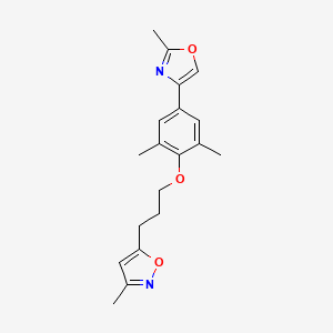 molecular formula C19H22N2O3 B1213903 2,6-Dimethyl-1-(3-[3-methyl-5-isoxazolyl]-propanyl)-4-[2-methyl-4-isoxazolyl]-phenol 