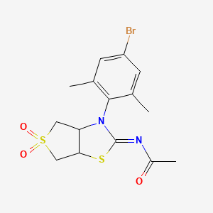 molecular formula C15H17BrN2O3S2 B12139073 N-[(2Z)-3-(4-bromo-2,6-dimethylphenyl)-5,5-dioxidotetrahydrothieno[3,4-d][1,3]thiazol-2(3H)-ylidene]acetamide 