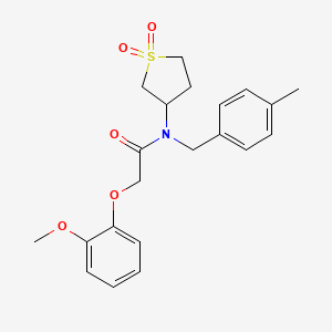 molecular formula C21H25NO5S B12139106 N-(1,1-dioxidotetrahydrothiophen-3-yl)-2-(2-methoxyphenoxy)-N-(4-methylbenzyl)acetamide 