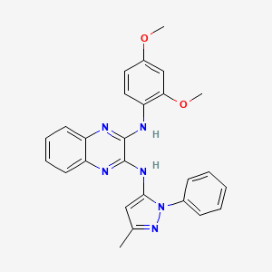 molecular formula C26H24N6O2 B12139179 N2-(2,4-dimethoxyphenyl)-N3-(3-methyl-1-phenyl-1H-pyrazol-5-yl)quinoxaline-2,3-diamine 