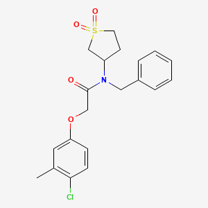 molecular formula C20H22ClNO4S B12139217 N-benzyl-2-(4-chloro-3-methylphenoxy)-N-(1,1-dioxidotetrahydrothiophen-3-yl)acetamide 