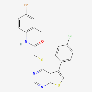 molecular formula C21H15BrClN3OS2 B12139395 N-(4-bromo-2-methylphenyl)-2-{[5-(4-chlorophenyl)thieno[2,3-d]pyrimidin-4-yl]sulfanyl}acetamide 