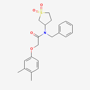molecular formula C21H25NO4S B12139436 N-benzyl-2-(3,4-dimethylphenoxy)-N-(1,1-dioxidotetrahydrothiophen-3-yl)acetamide 
