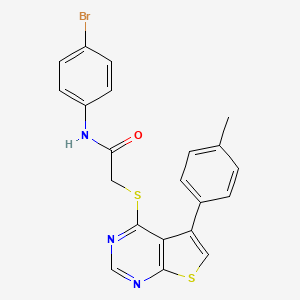 molecular formula C21H16BrN3OS2 B12139465 N-(4-bromophenyl)-2-{[5-(4-methylphenyl)thieno[2,3-d]pyrimidin-4-yl]sulfanyl}acetamide 