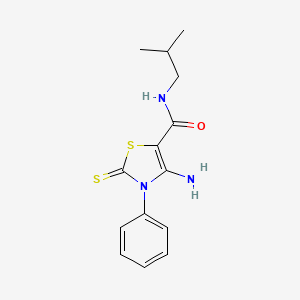 molecular formula C14H17N3OS2 B12139540 4-amino-N-(2-methylpropyl)-3-phenyl-2-thioxo-2,3-dihydro-1,3-thiazole-5-carboxamide 