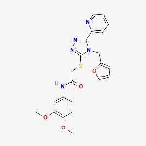 molecular formula C22H21N5O4S B12139554 N-(3,4-Dimethoxy-phenyl)-2-(4-furan-2-ylmethyl-5-pyridin-2-yl-4H-[1,2,4]triazol-3-ylsulfanyl)-acetamide 