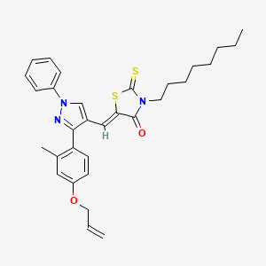 molecular formula C31H35N3O2S2 B12139657 (5Z)-5-({3-[2-methyl-4-(prop-2-en-1-yloxy)phenyl]-1-phenyl-1H-pyrazol-4-yl}methylidene)-3-octyl-2-thioxo-1,3-thiazolidin-4-one 
