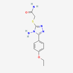 molecular formula C12H15N5O2S B12139784 2-[4-Amino-5-(4-ethoxyphenyl)-1,2,4-triazol-3-ylthio]acetamide 